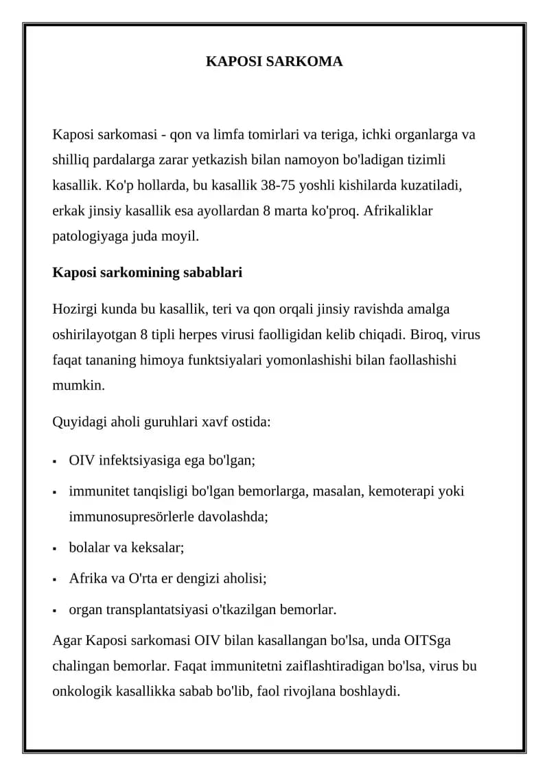 Kaposi sarkomasi