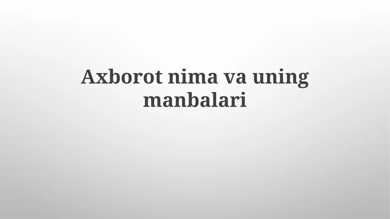 Axborot nima?