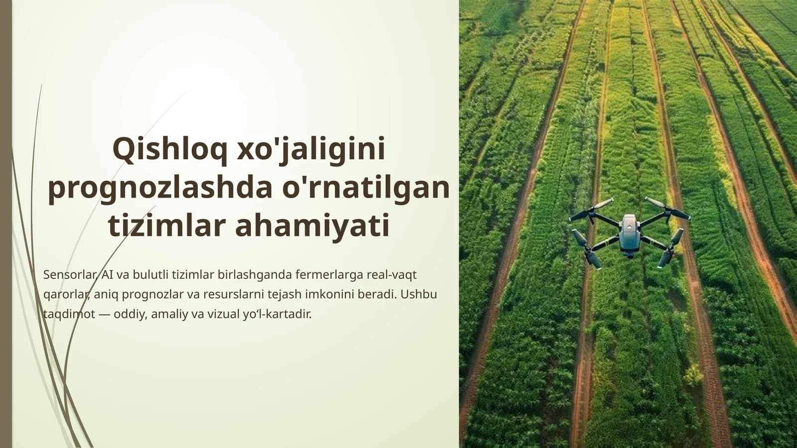 Qishloq xo'jaligini prognozlashda o'rnatilgan tizimlar ahamiyati