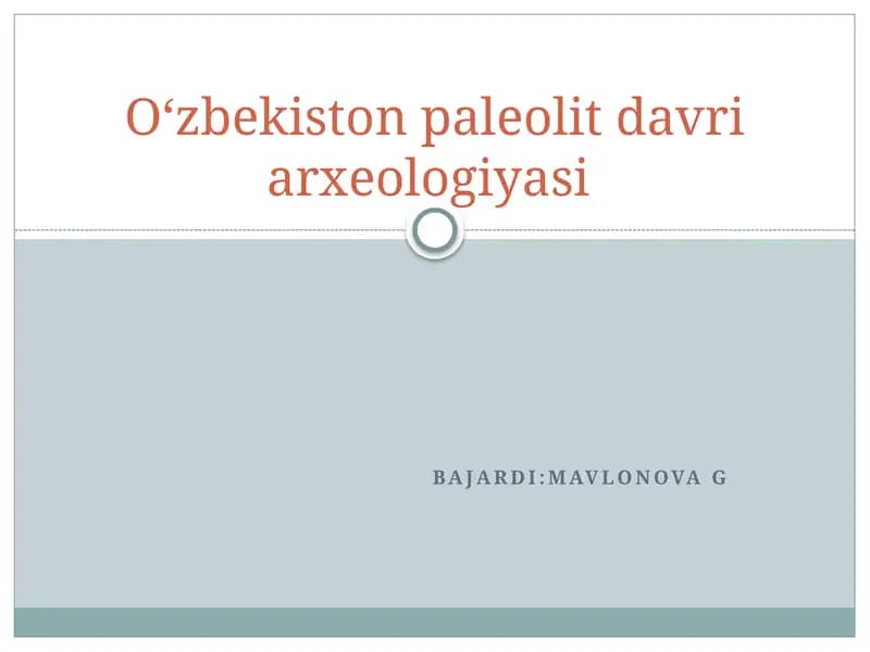 Oʻzbekiston paleolit davri arxeologiyasi