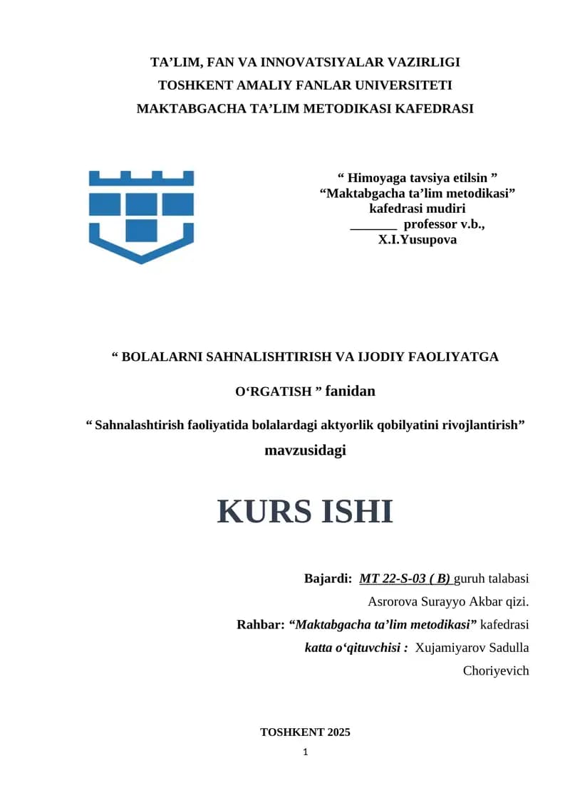 Sahnalashtirish faoliyatida bolalardagi aktyorlik qobilyatini rivojlantirish.docx
