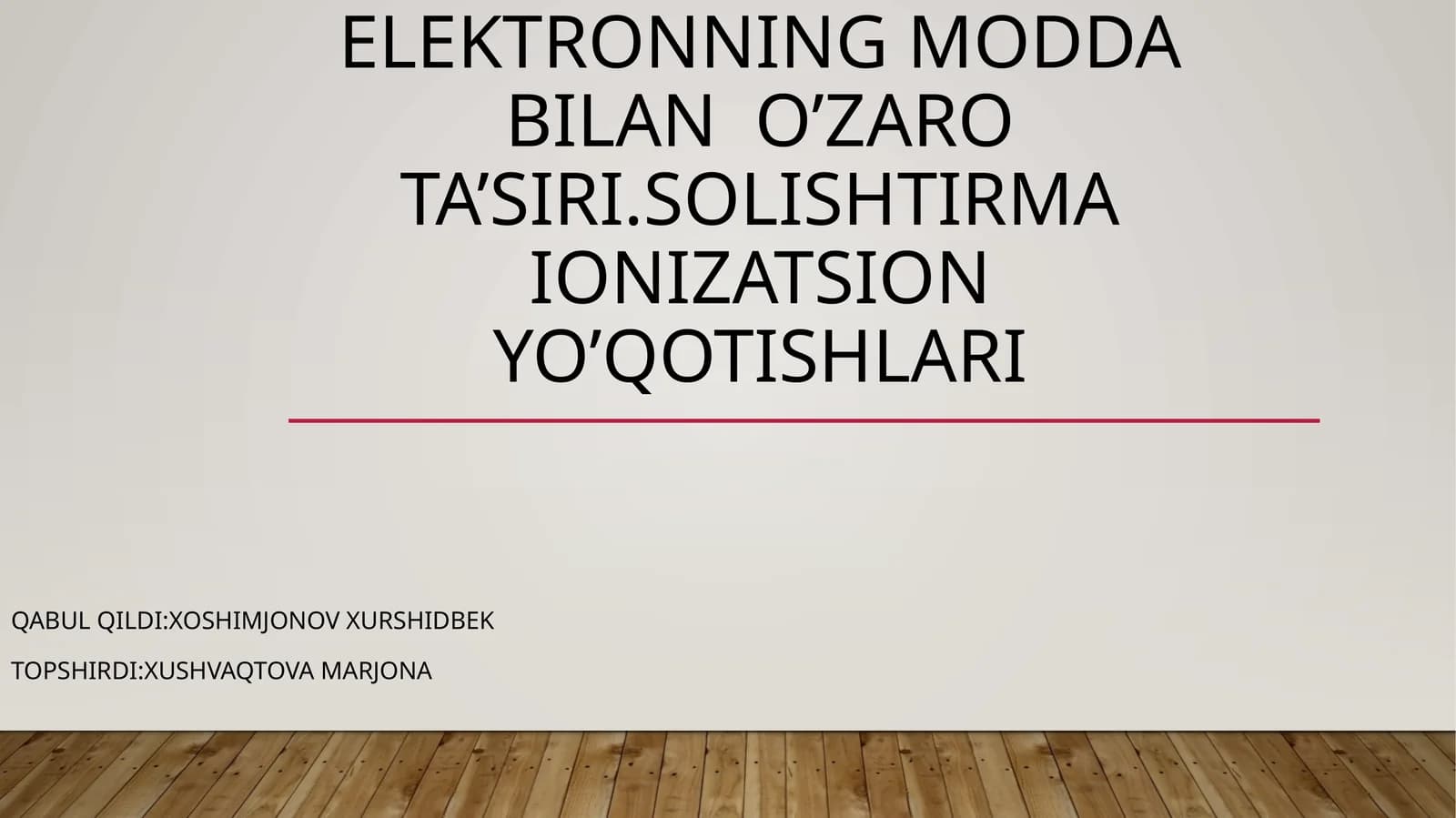 Elektronning modda bilan  o’zaro ta’siri. Solishtirma ionizatsion yo’qotishlari.