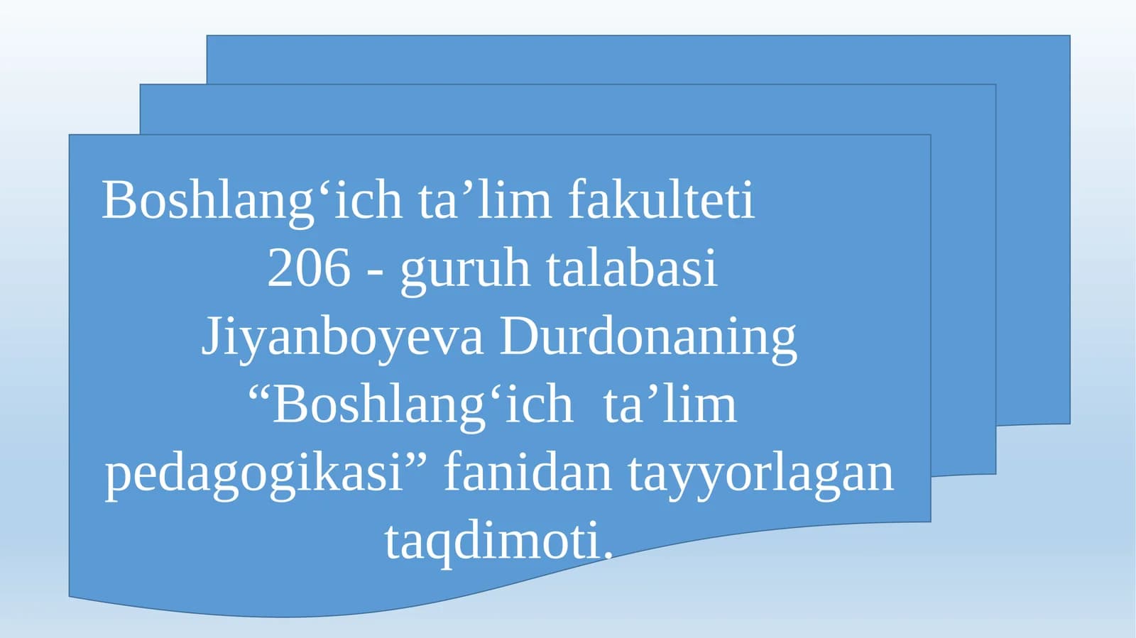 Boshlangʻichtaʼlim fakulteti 206-guruh talabasi