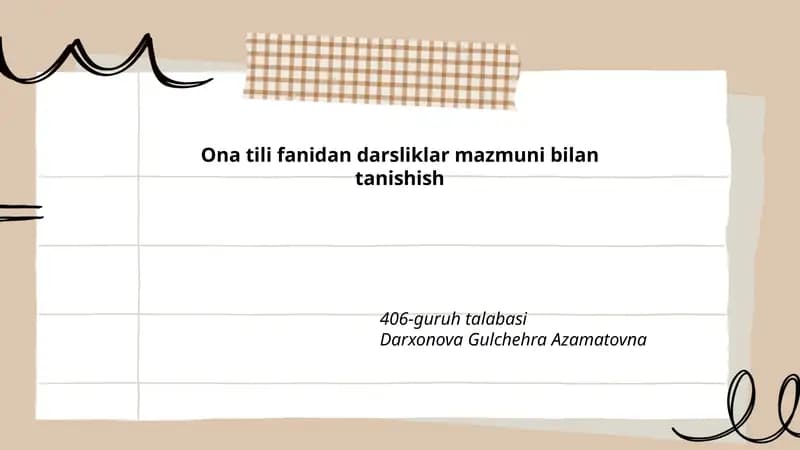 Ona tili fanidan darsliklar mazmuni bilan tanishish