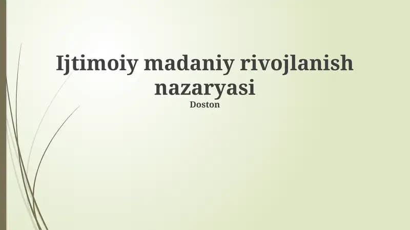 Ijtimoiy madaniy rivojlanish nazaryasi