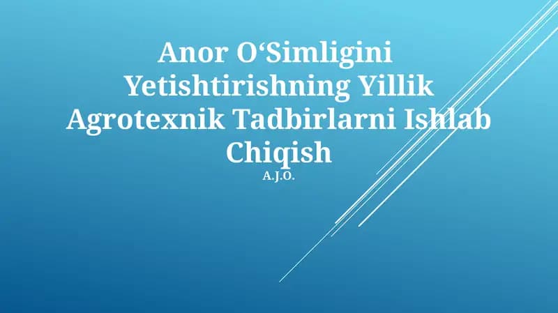 Agrotexnik Tadbirlarni Ishlab Chiqish