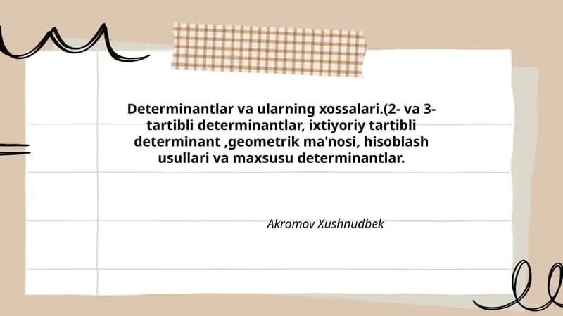 Determinantlar va ularning xossalari