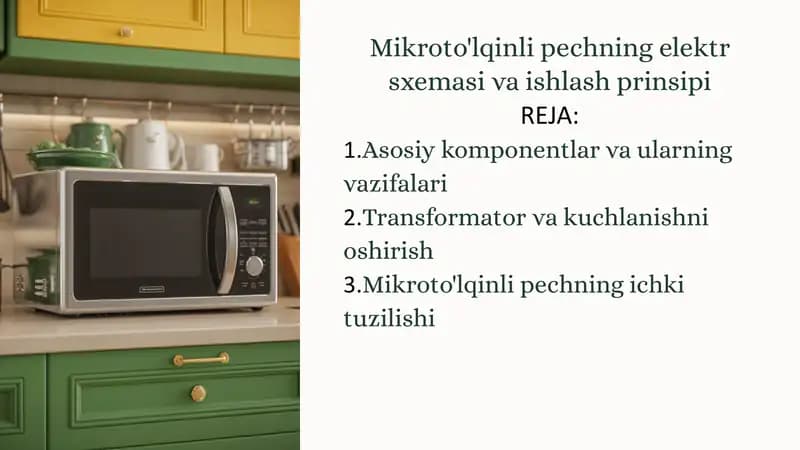 Mikroto'lqinli pechning elektr sxemasi va ishlash prinsipi