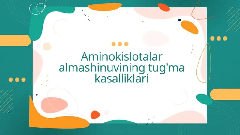 Aminokislotalar almashinuvining tug'ma kasalliklari