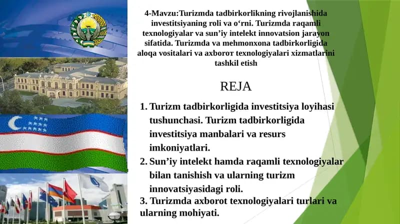 Turizmda Tadbirkorlikning Investitsiyalardagi Roli