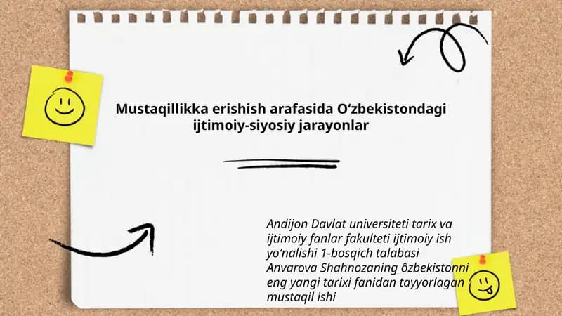 Ôzbekiston tarixi fanidan tayyorlagan mustaqil ish