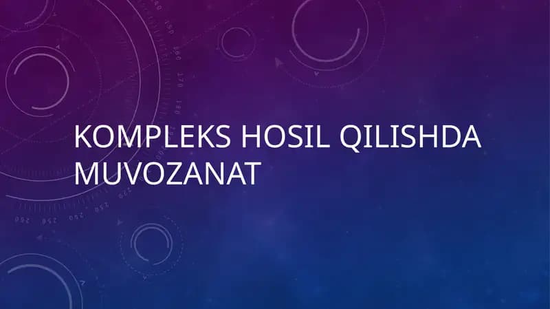Kompleks hosil qilishda muvozanat