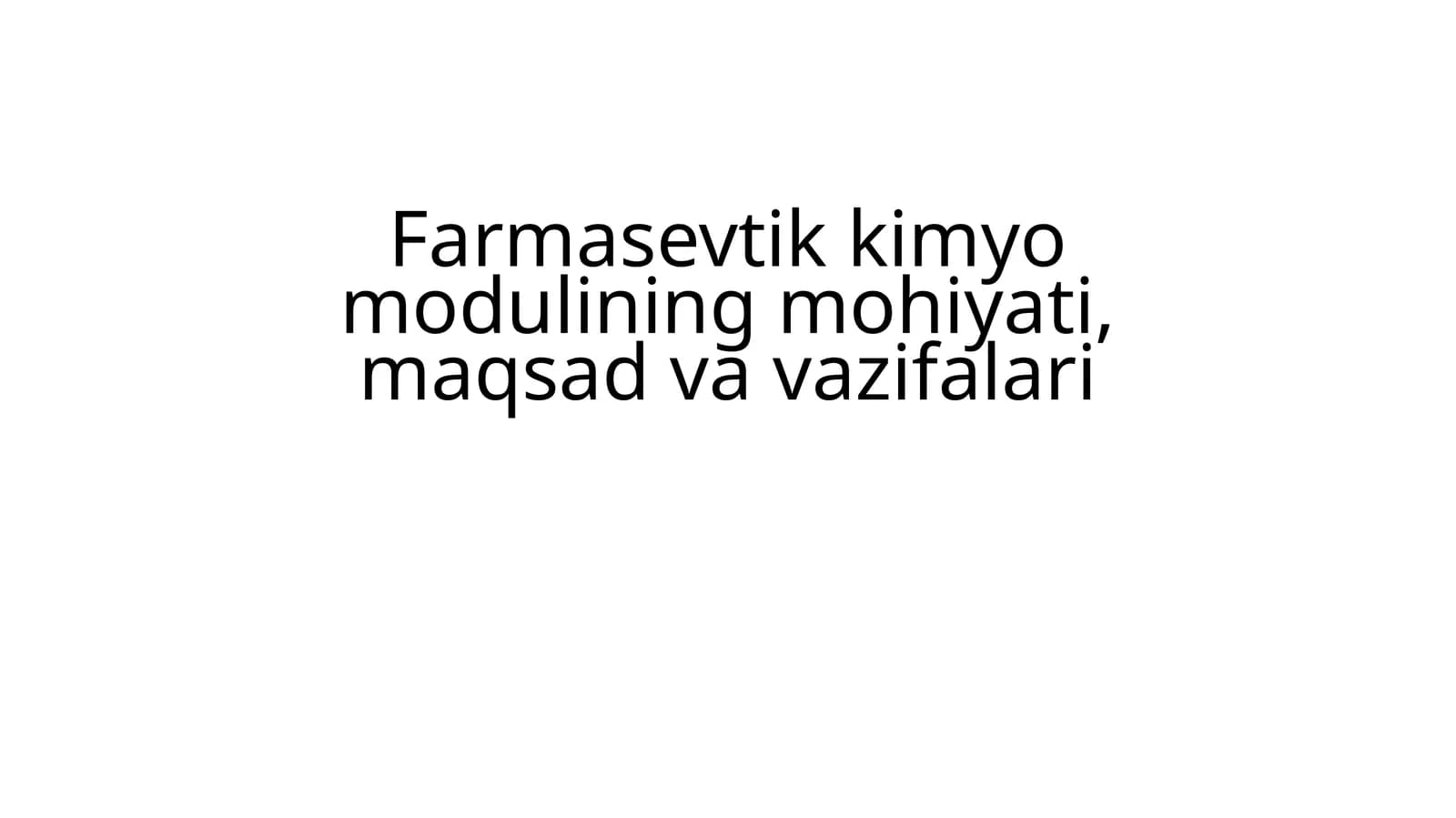 Farmasevtik kimyo moduli