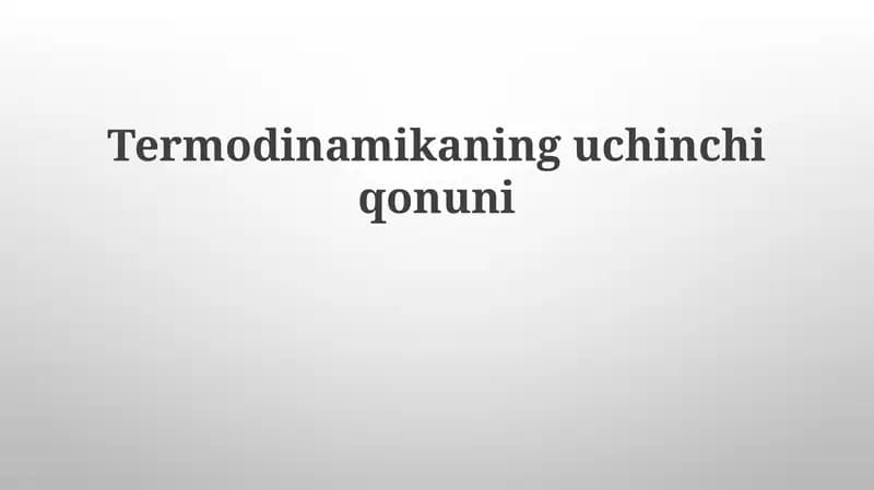 Termodinamikaninguchinchiqonuni