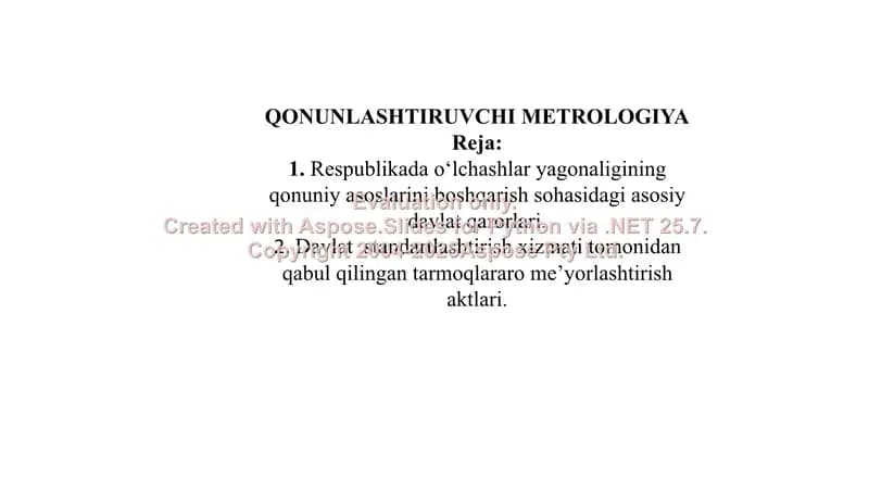Qonunlashtiruvchi Metrologiya