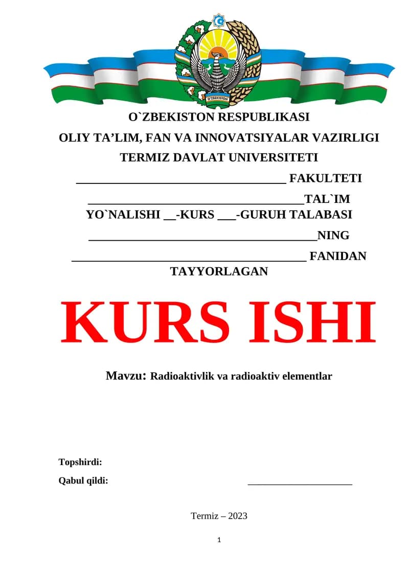 Radioaktivlik va radioaktiv elementlar