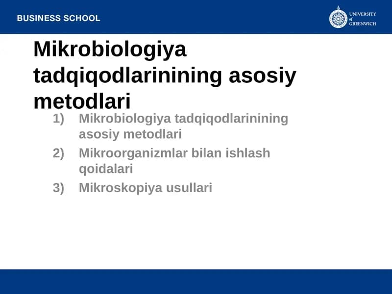 Mikrobiologiya tadqiqodlarinining asosiy metodlari