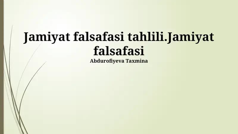 Jamiyat Falsafasi Tahlili