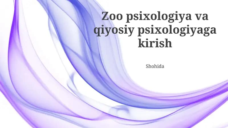 Zoo psixologiya va qiyosiy psixologiyaga kirish