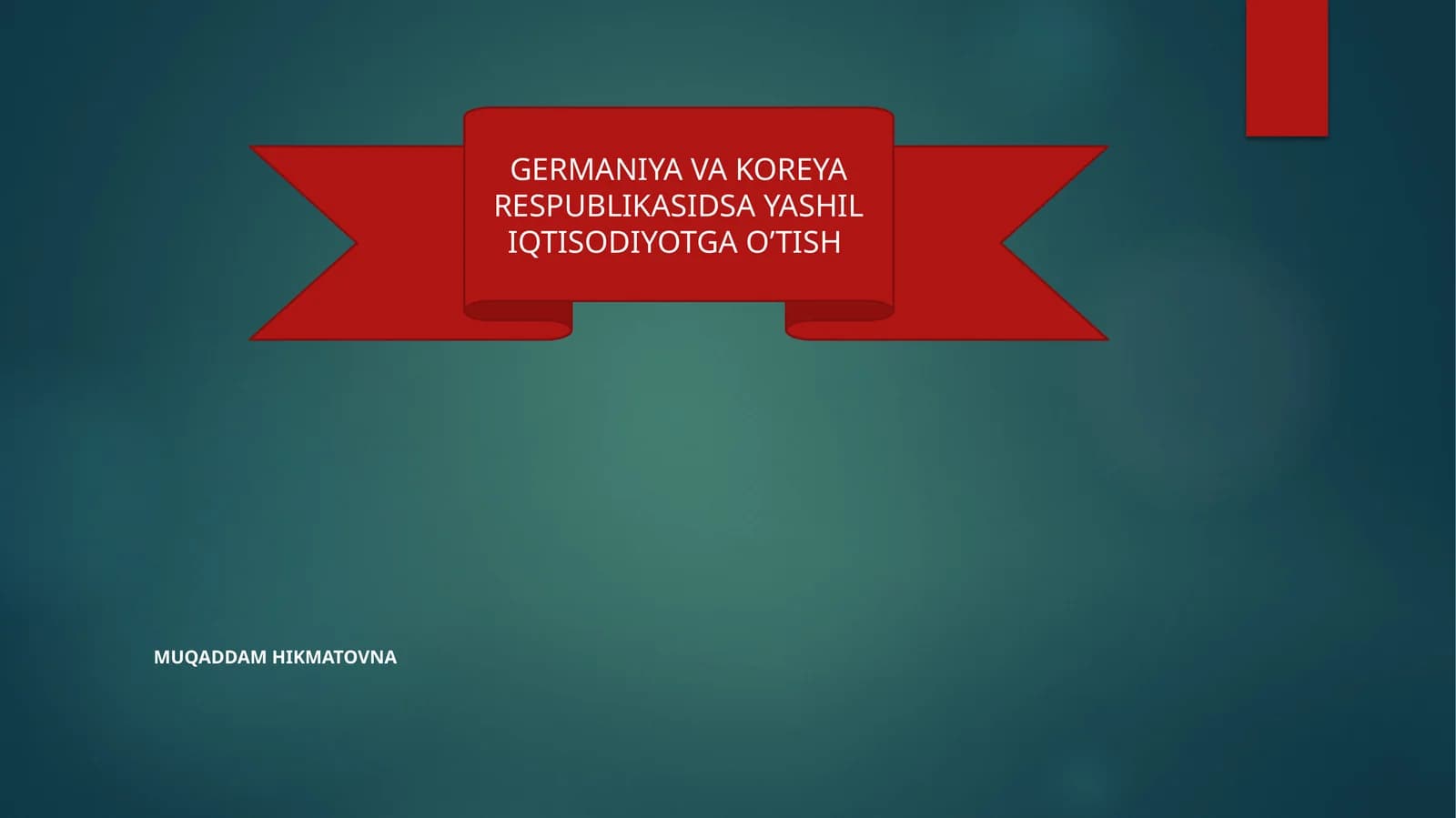 GERMANIYA VA KOREYA RESPUBLIKASIDSA YASHIL IQTISODIYOTGA O’TISH