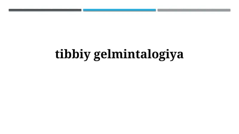 Tibbiygelmintalogiya