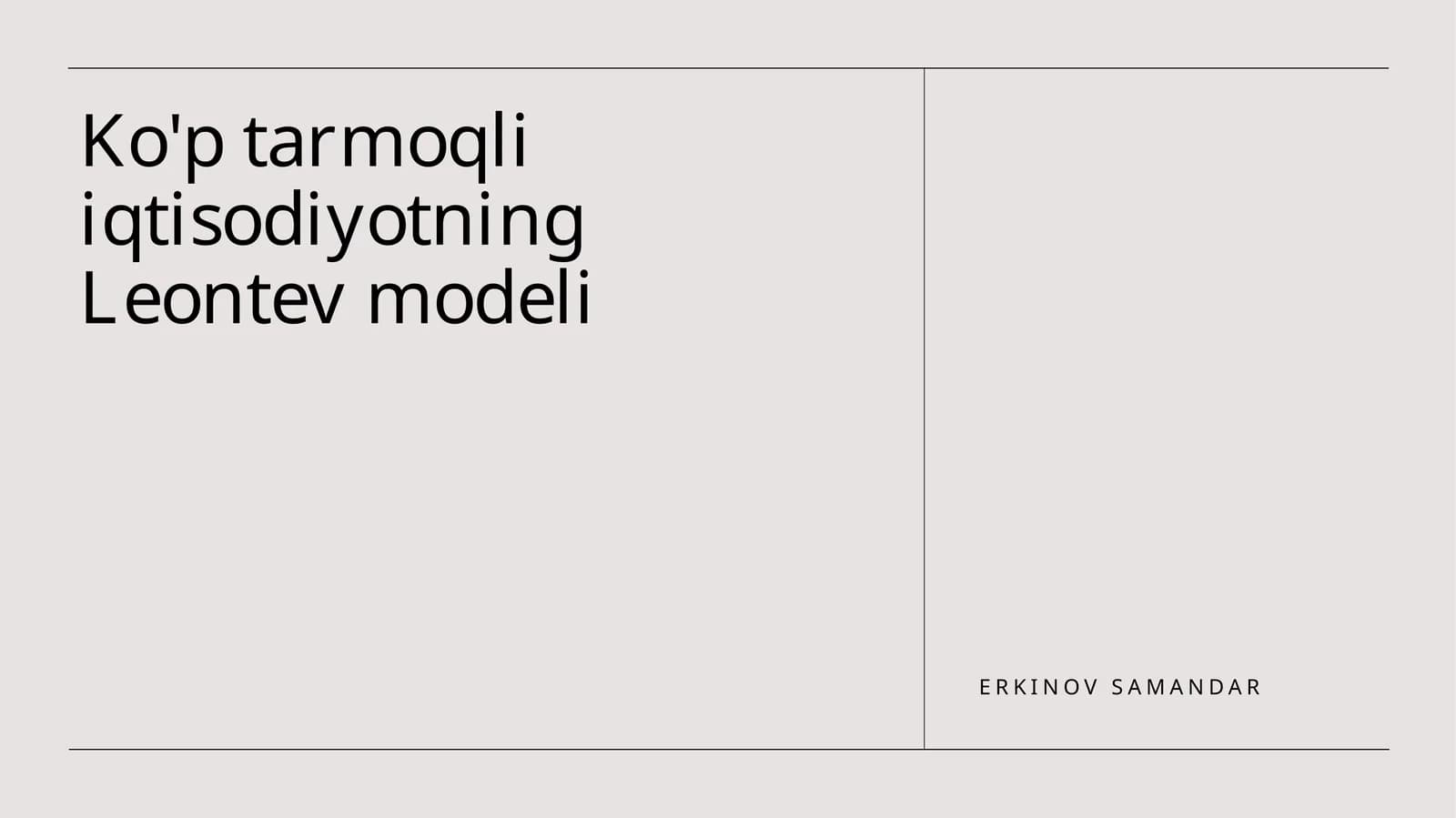 Leontev modeli