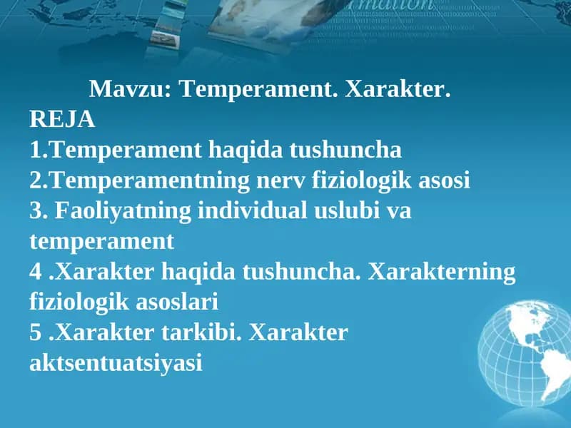 Temperament va Xarakter