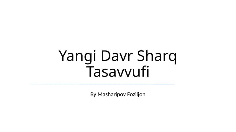 Yangi Davr Sharq Tasavvufi