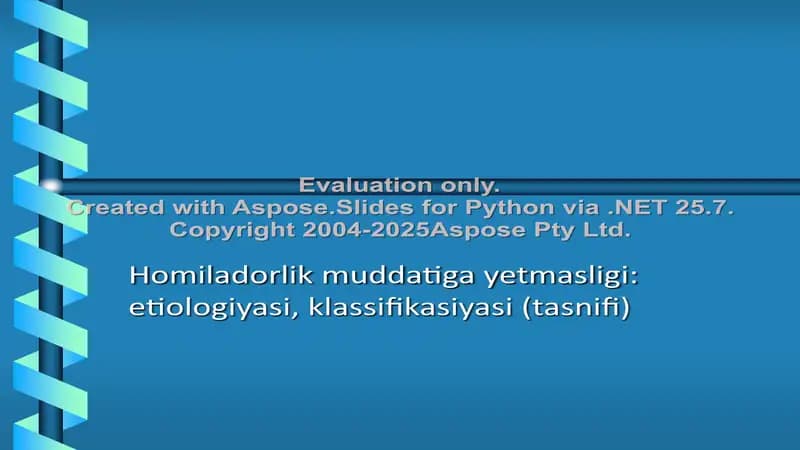 Hamiladorlik muddatiga yetmasligi: etiologiyasi, klassifikasiyasi (tasnifi)