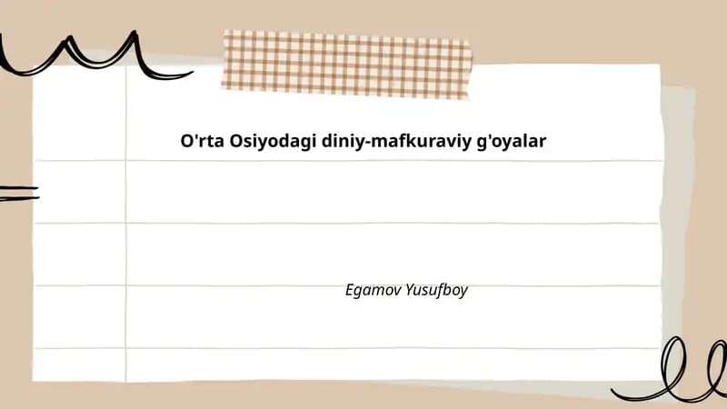 O'rta Osiyodagi diniy-mafkuraviy g'oyalar