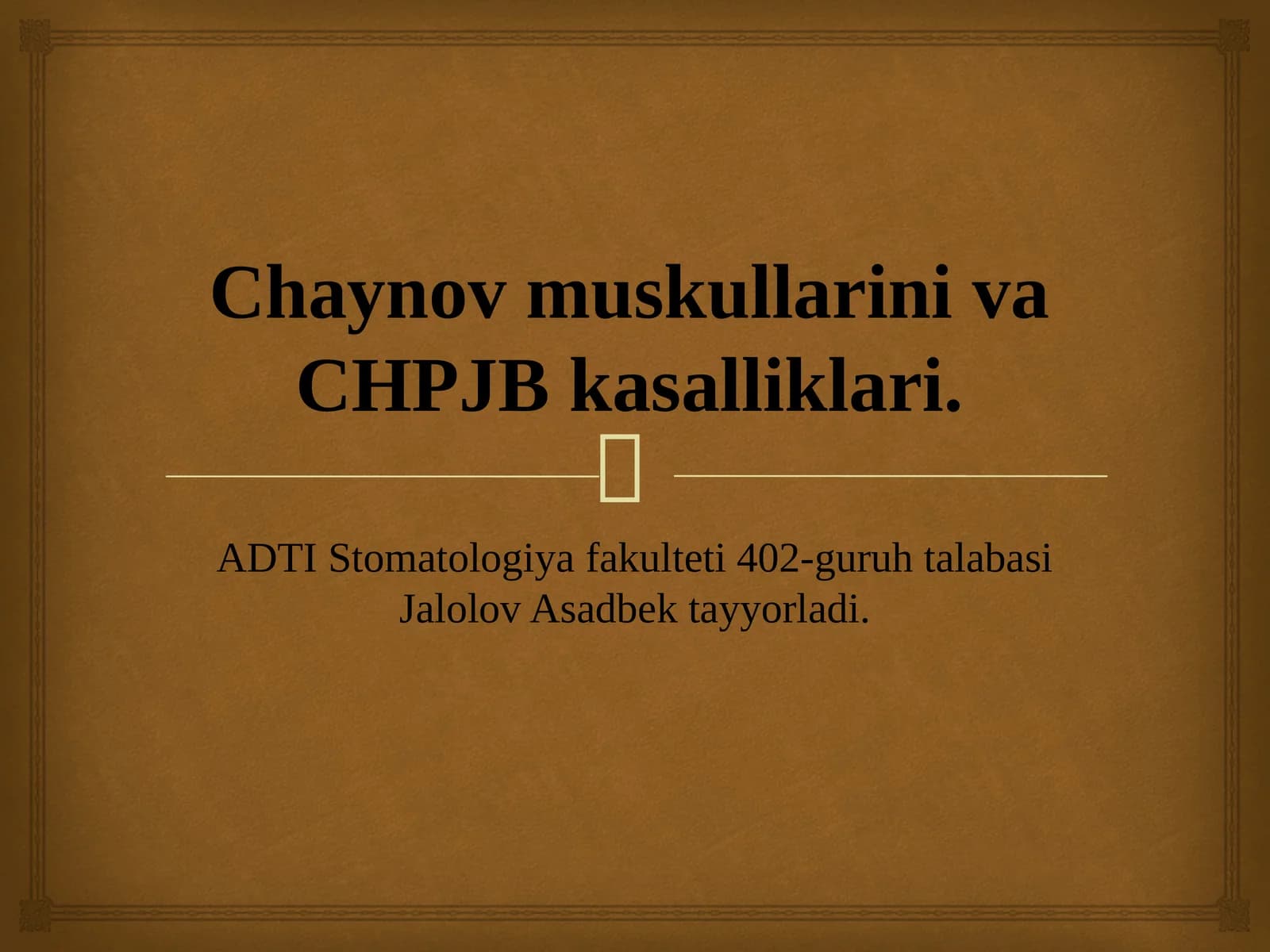 Chaynov muskullarini va CHPJB kasalliklari.