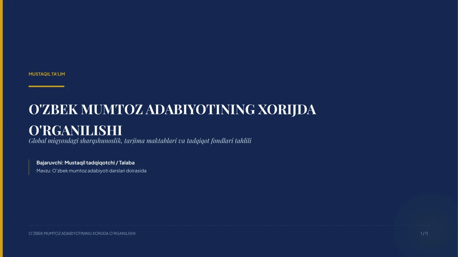 O'zbek mumtoz adabiyotining xorijda o'rganilishi
