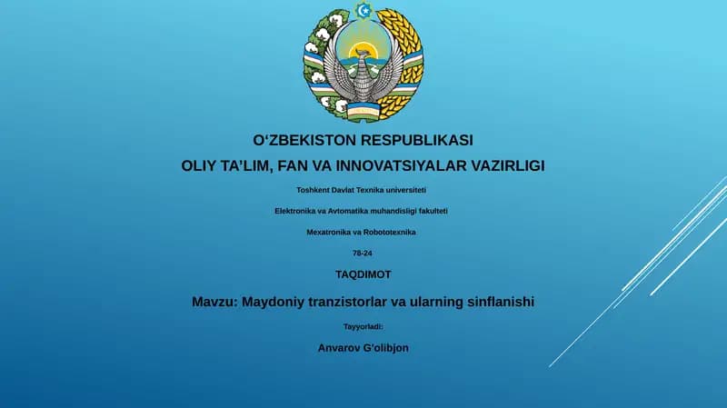 Maydoniy tranzistorlar va ularning sinflanishi