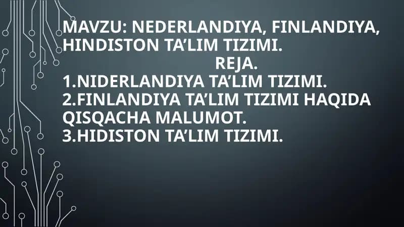 Nederlandiya, Finlandiya, Hindiston ta’lim tizimi