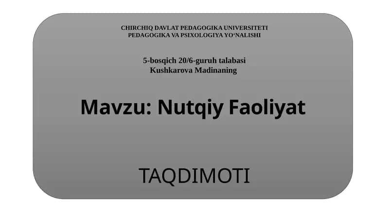 Nutqiy Faoliyat