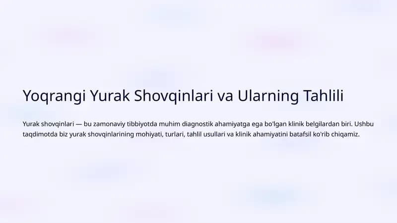 Yoqrangi Yurak Shovqinlari va Ularning Tahlili