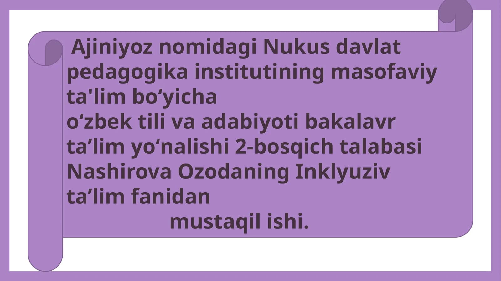 Umumta'lim tashkilotlarida alohida ta'lim ehtiyojlari bo'lgan  bolalar uchun integratsiyalashgan ta'limni amalga oshirish .