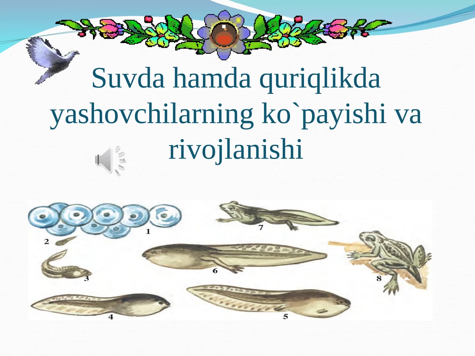 Suvda hamda quriqlikda yashovchilarning ko`payishi va rivojlanishi