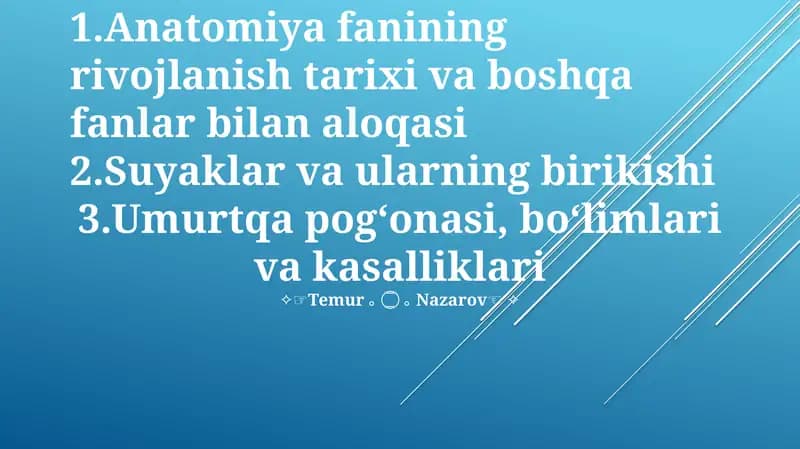Umurtqa pog'onasi, bo'limlari va kasalliklari