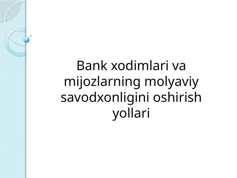 Moliyaviy savodxonlik boshqaruv sistemlari