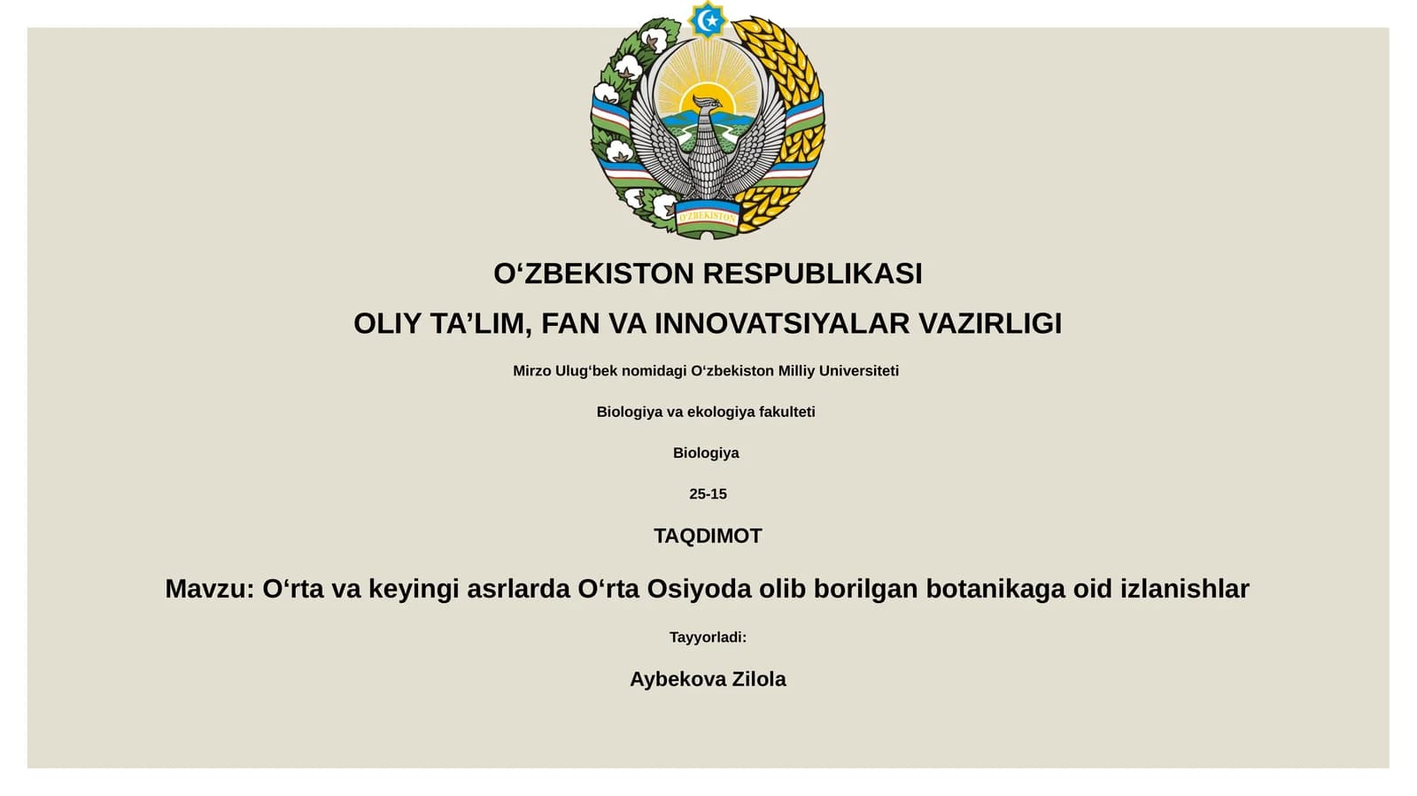 Oʻrta va keyingi asrlarda Oʻrta Osiyoda olib borilgan botanikaga oid izlanishlar