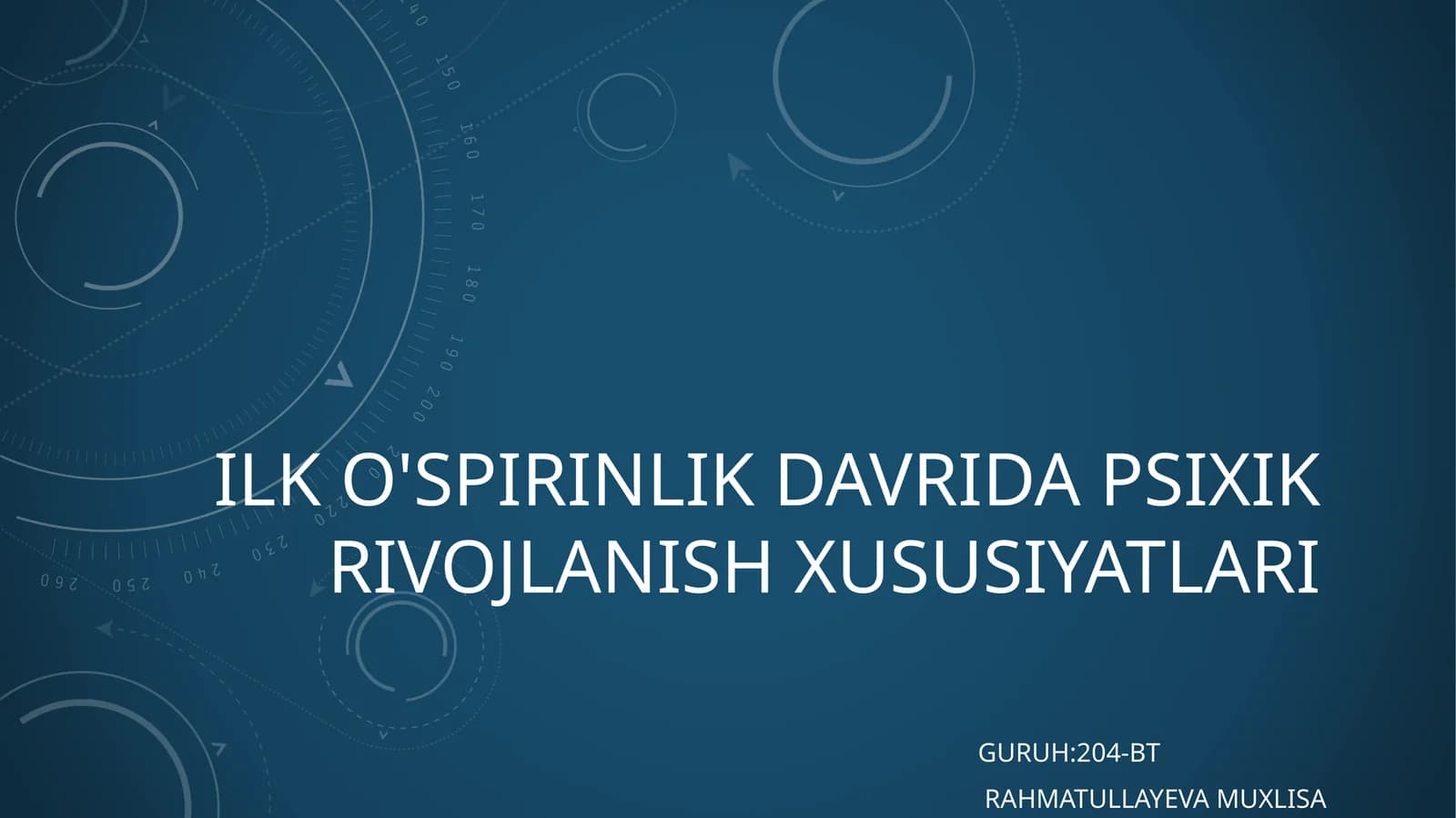 ilk o'spirinlik davrida psixik rivojlanish xususiyatlari