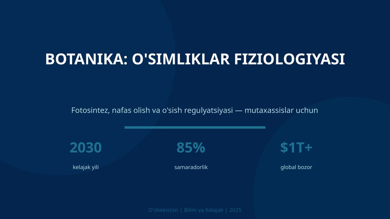 BOTANIKA: O'SIMLIKLAR FIZIOLOGIYASI