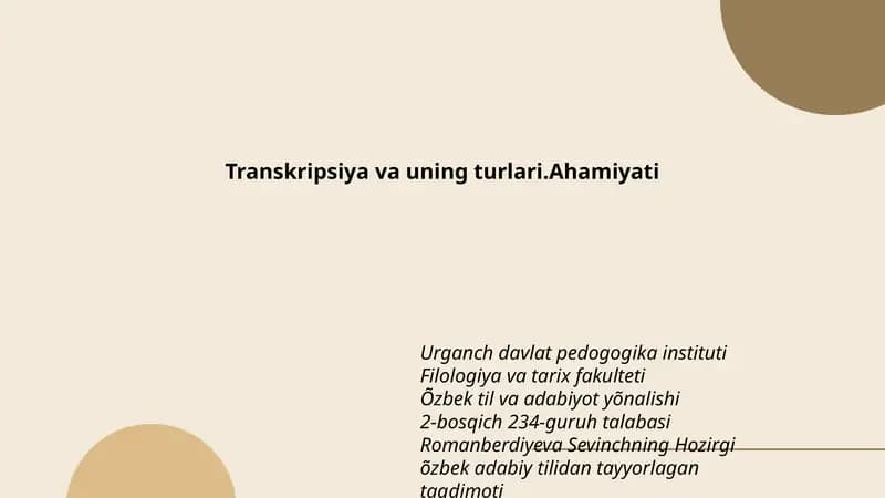 Hozirgi õzbek adabiy tilidan tayyorlagan taqdimoti