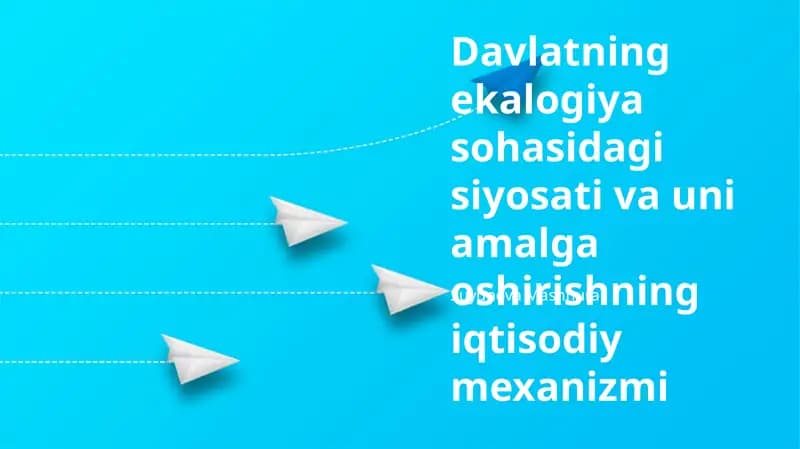 Davlatning ekalogiya sohasidagi siyosati va uni amalga oshirishning iqtisodiy mexanizmi