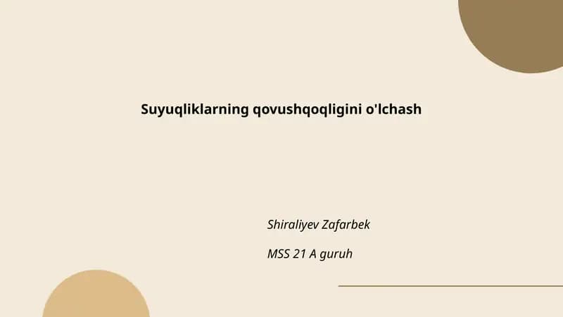 Suyuqliklarning qovushqoqligini o'lchash