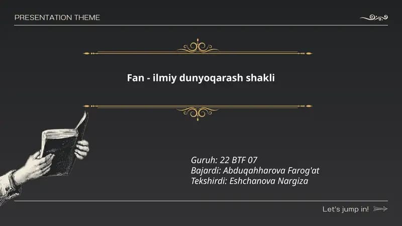 Fan - ilmiy dunyoqarash shakli
