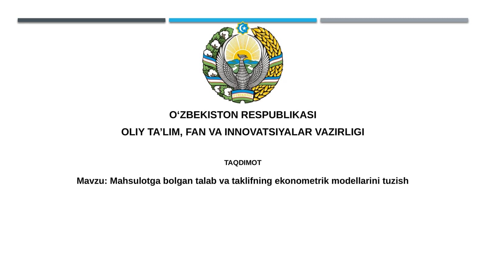 Mahsulotga talab va taklifning ekonometrik modellarini tuzish