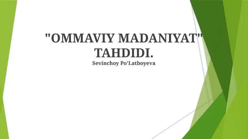 OMMAVIY MADANIYAT TAHDIDI