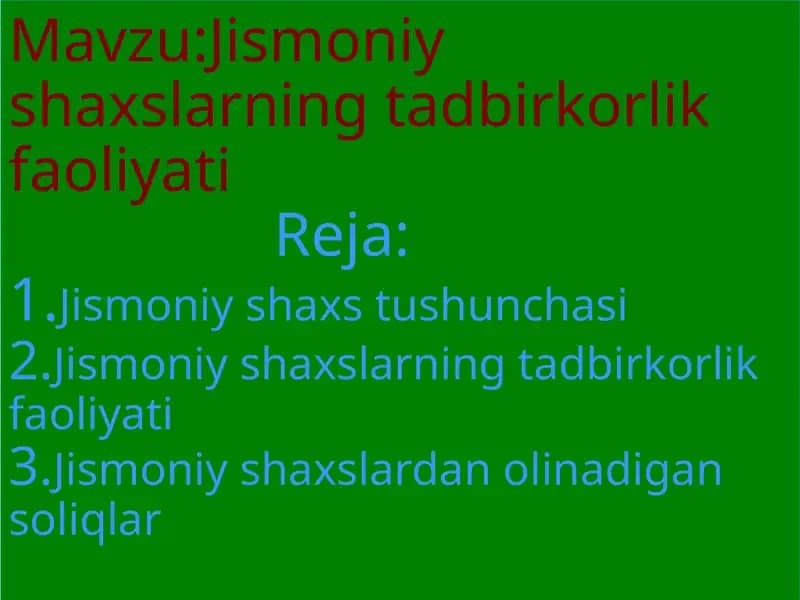 Jismoniy shaxslar faoliyati